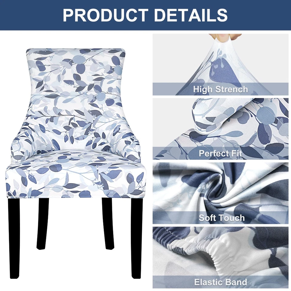 Funda para silla lateral con respaldo de ala - Fundas para silla con respaldo de ala con patrón, ar... Foto 3 de 4