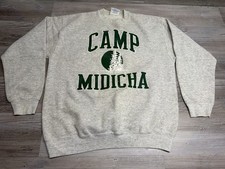 Vintage Camp Midicha Crewneck Sweatshirt Velva Sheen USA Made Large 90s Gray