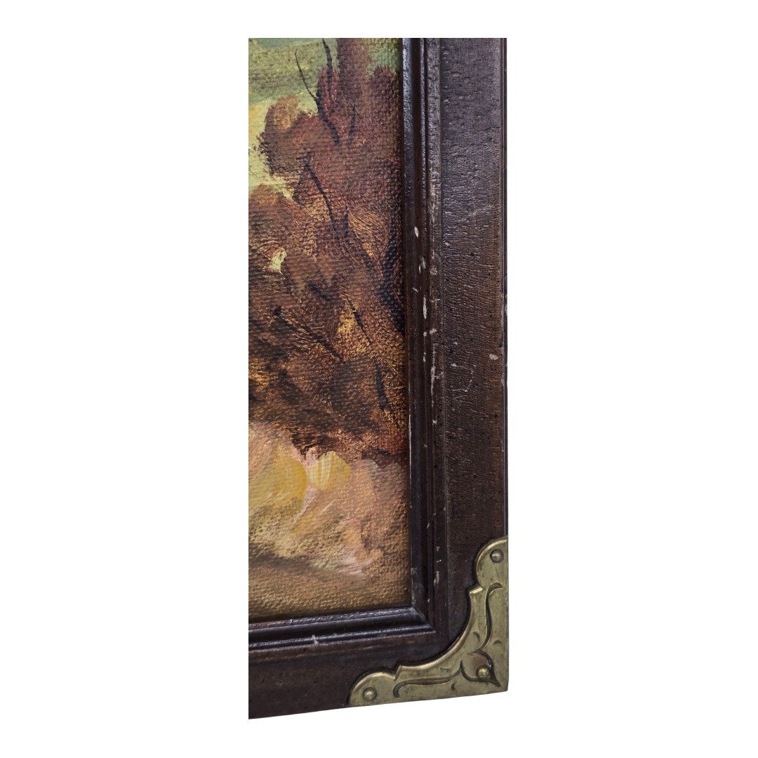 Vtg Original Landscape Framed Oil Painting Signed "Handley" 13x10 Wall Art