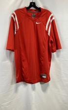 Nike Męska czerwona koszulka treningowa z dekoltem w serek Team Sportowa biała w paski rozmiar L