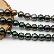 10-11mm Tahitian Pearl in Full Strand, Natural Colors with High Luster, Tempora