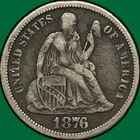 1876-CC Seated Liberty Dime Choice Very Fine VF+ Coin #33040