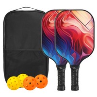 Pickleball-SchläGerset Mit Fiberglas-OberfläChe,Flamme Blau Rot