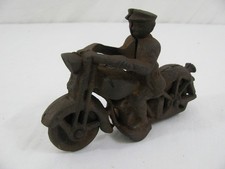 Vintage Hubley 6" Cast Iron Harley Davidson Motorcycle w/ Patrolman Rider Read 
