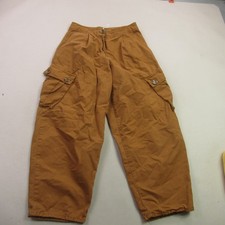 Free People Pants Womens 6 Short Straight Leg Cargo Pockets Lightweight Brown