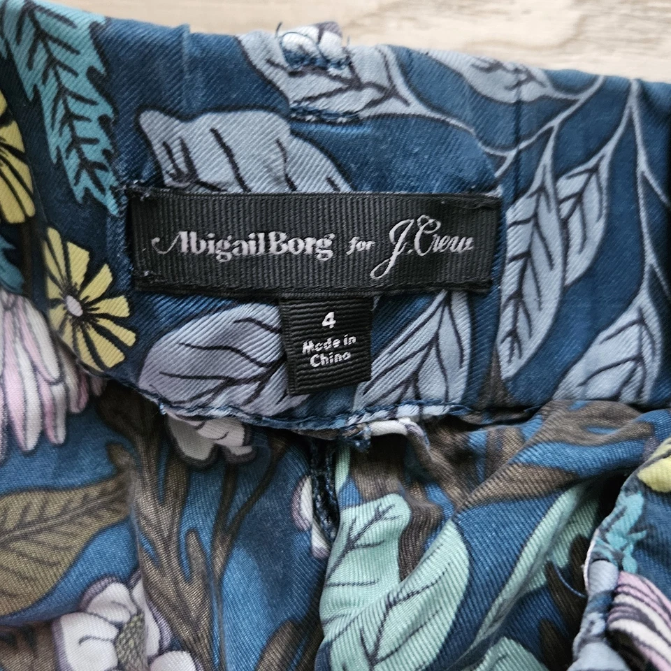 Pantalones Cortos J.Crew Abigail Borg Seda Pierna Ancha Pradera Azul Medianoche Talla 4 Foto 4 de 4