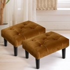 Houchics Small Footstool Ottoman,Velvet Soft Footrest Ottoman with Wood