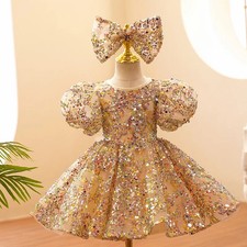 Child Girls Evening Dress Luxury Birthday Party Gown Sequin Pageant Formal Skirt