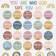 Christian Bulletin Board Decorations - Bible Verses Boho Rainbow