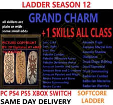 LADDER✅PC PS4 PS5 XBOX SWITCH✅CHARMS +1 SKILL ALL CLASS DIABLO 2 RESURRECTED D2R