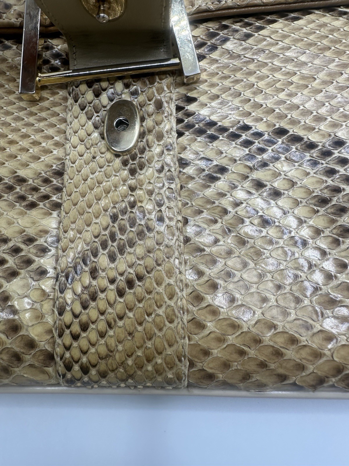 Vintage Marcel Snakeskin Python Print Chain Clutc… - image 8
