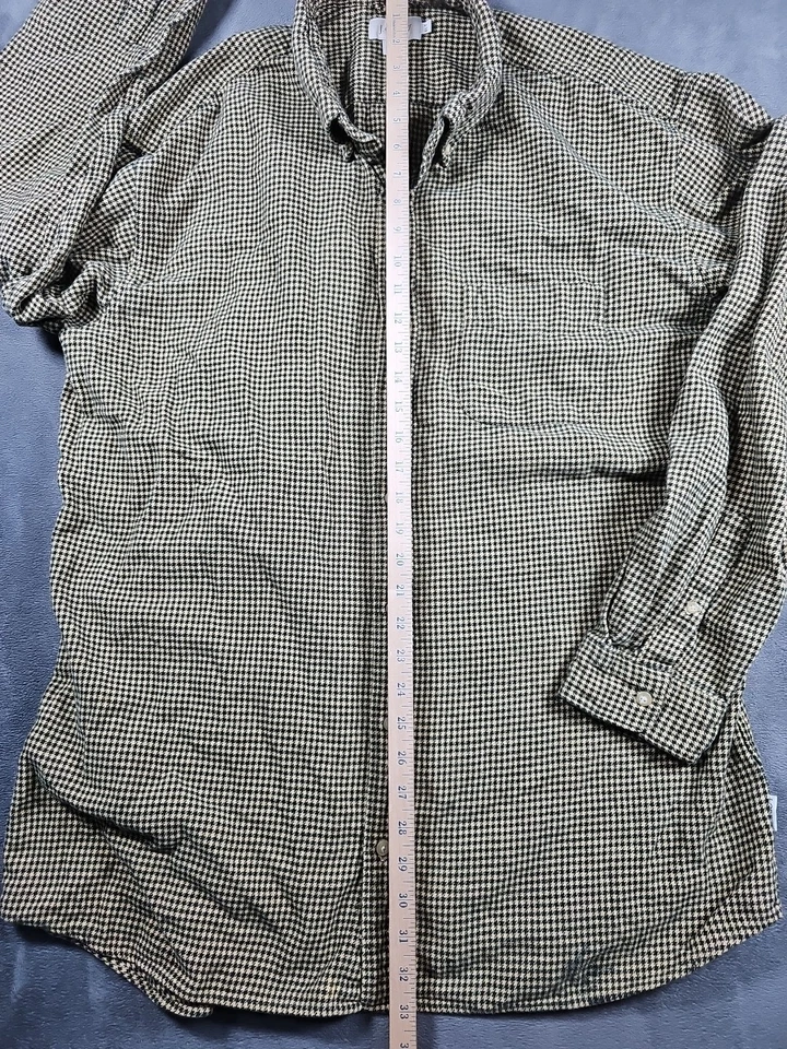 Camisa de Franela J.Crew Hombres XLT Dorada Negra Abotonada Pata de Gallo Manga Larga Gruesa Foto 3 de 4