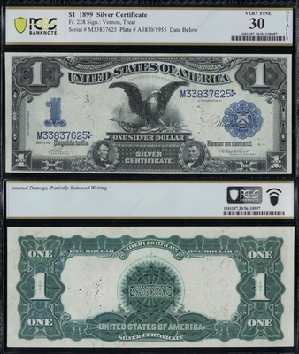 #ad #ad SC 1899 $1 *Early Issue* Fr.228 “Black Eagle” Silver Certificate PCGS 30 625 $369.00