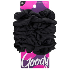 Ouchless Jersey Scrunchies 8 Count Black Fabric Hair Ties, Dentless Damage-Free