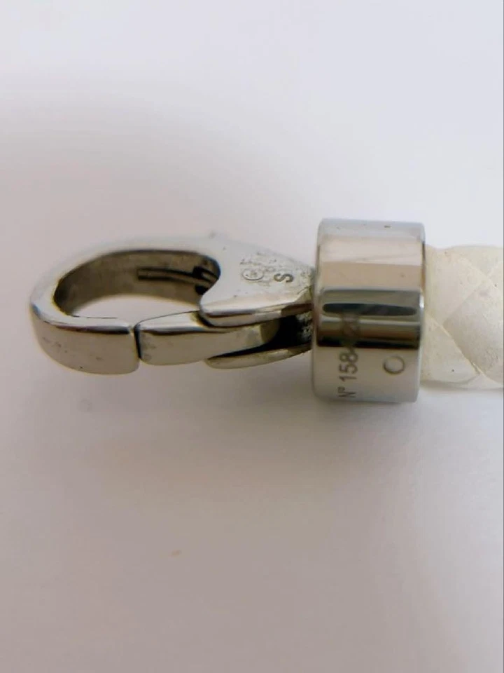 Pulsera Omega Blanca Talla S Caucho Trenzado Plata Acero Inoxidable Sin Caja Usada Foto 3 de 4
