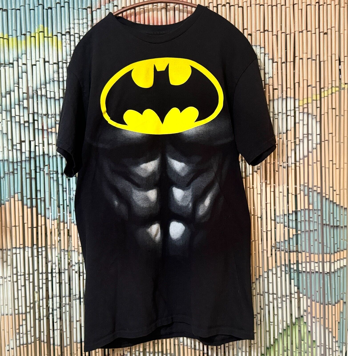 Batman Bat Signal with 6-Pack Abs Men's Cotton DC Comics T