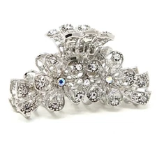 New wedding Rhinestone two flower design with high quality metal hair claws clip