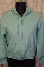 Womens Green Zip Up Hoodie Jogging Sweats Jacket Cotton Spandex Size Small