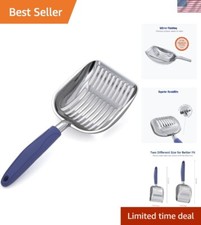 Heavy Duty Aluminum Cat Litter Scoop with Long Handle - Deep Sifter Design