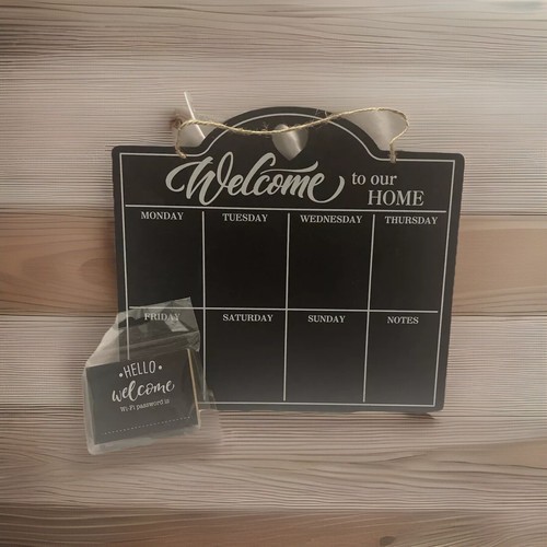 Chalkboard Welcome To Our Home Kitchen Hanging Wi-Fi Password Magnet Schedule