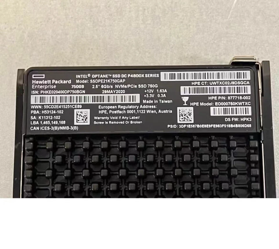 Intel Optane P4800X 750GB HPE SSD 2.5" U.2 NVME PCIe SSDPE21K750GAP1 6Gb/S HP- - Image 2 of 2