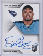 Derrick Henry 2016 Panini Elite Pen Pals Blue Ink Rc On Card Auto Sp