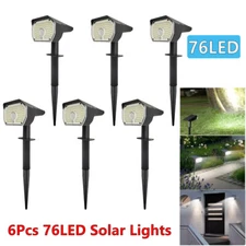 6Pcs Solar Spot Lights 76 LED Garden Outdoor Lawn Fence Lamps Spotlight Lights