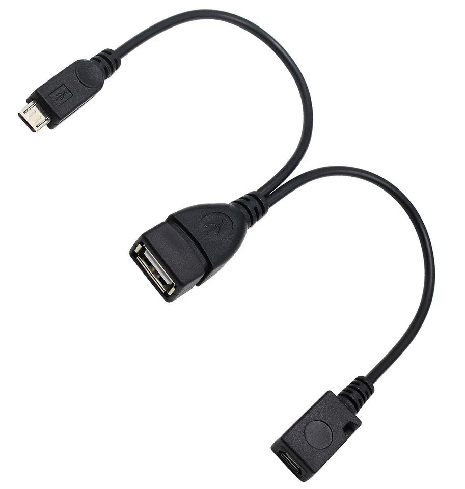 Micro USB HUB MALE TO FEMALE and Double USB 2.0 Host OTG Adapter Cable - Image 2 of 4
