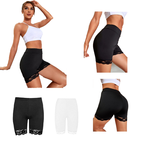 WOMENS LACE TRIM CYCLING SHORTS LADIES ACTIVE SUMMER HOT PANTS GYM
