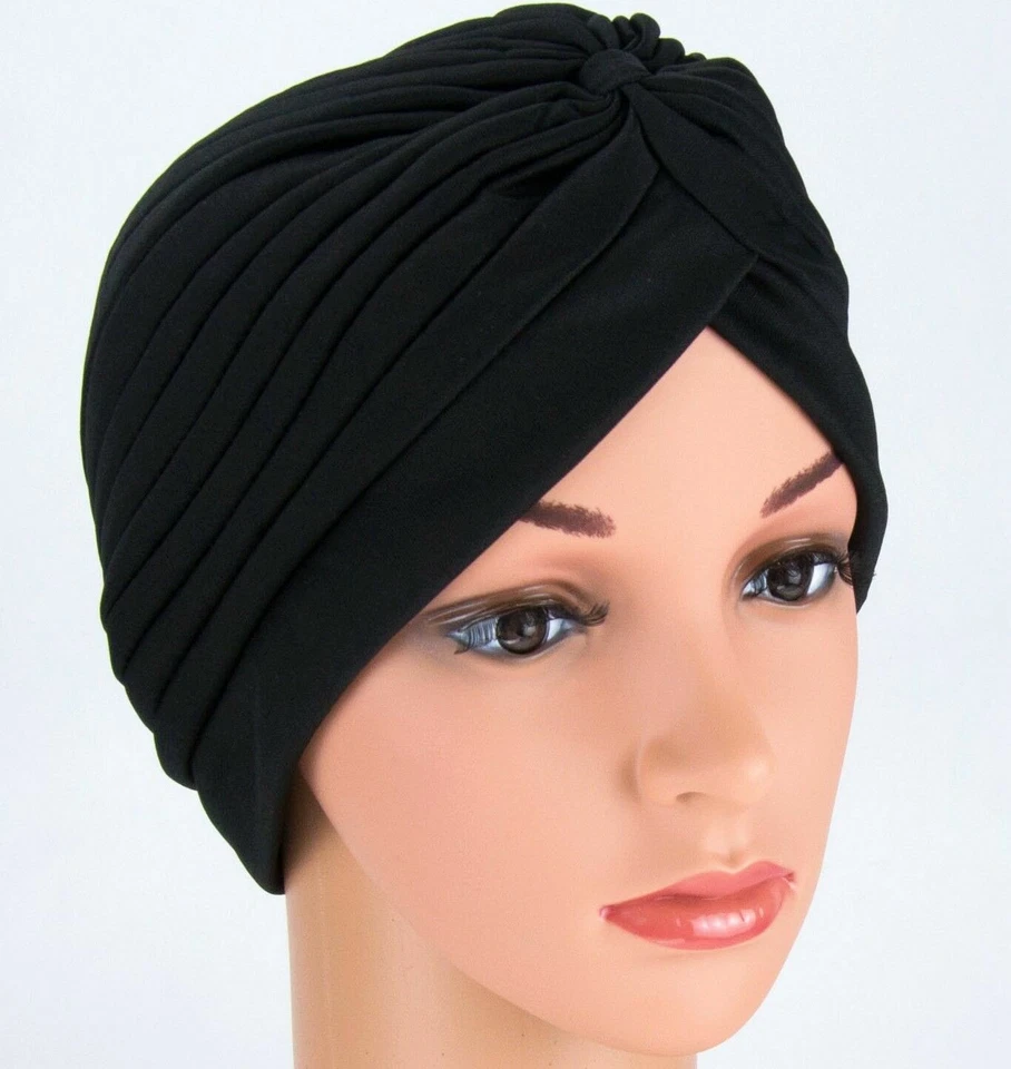 Turban Casquette Hijab Bandeau Bandana Enveloppant Uni Chapeau Cheveux Perte - Photo 3/4