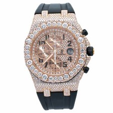 Audemars Piguet 42MM Royal Oak Offshore Rose Gold Leather Iced Out - 25940OK