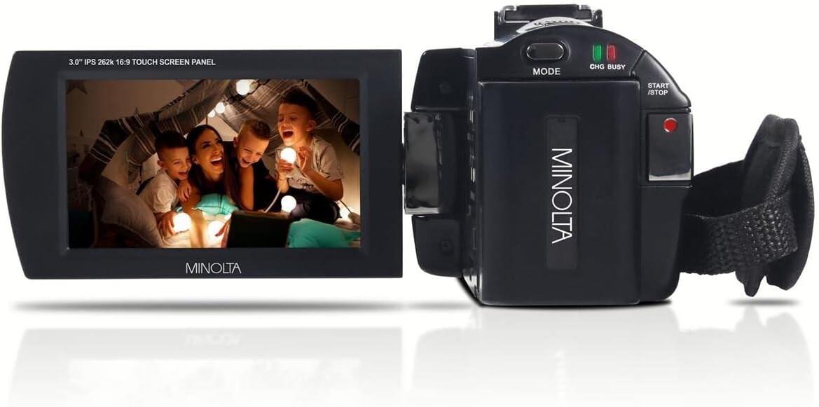 Minolta MN4K25NV 4K Ultra HD 30MP 3" Touchscreen Camcorder w/Night Vision, Black