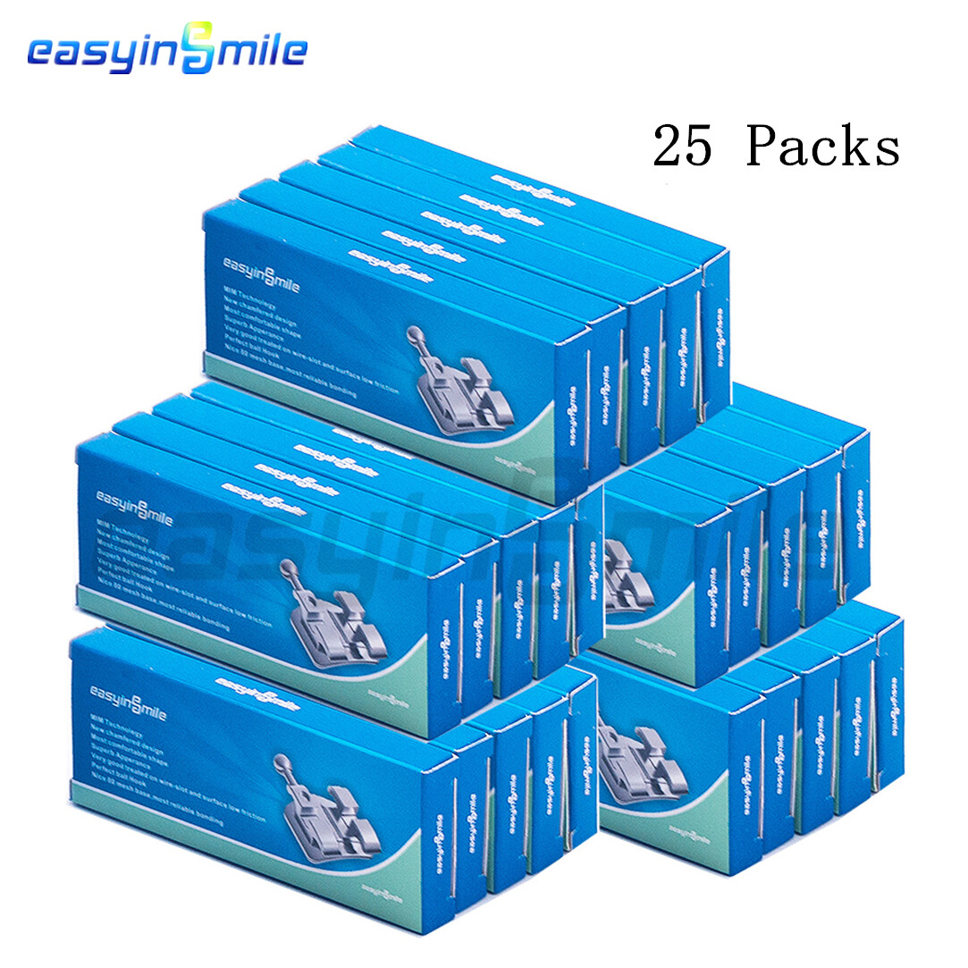 Staffe Ortodontiche Easyinsmile CE 20 Staffe Ortodontiche Autoleganti In Metallo - Per Apparecchi Dentali, Con Gancio Roth Mbt 022 3/345