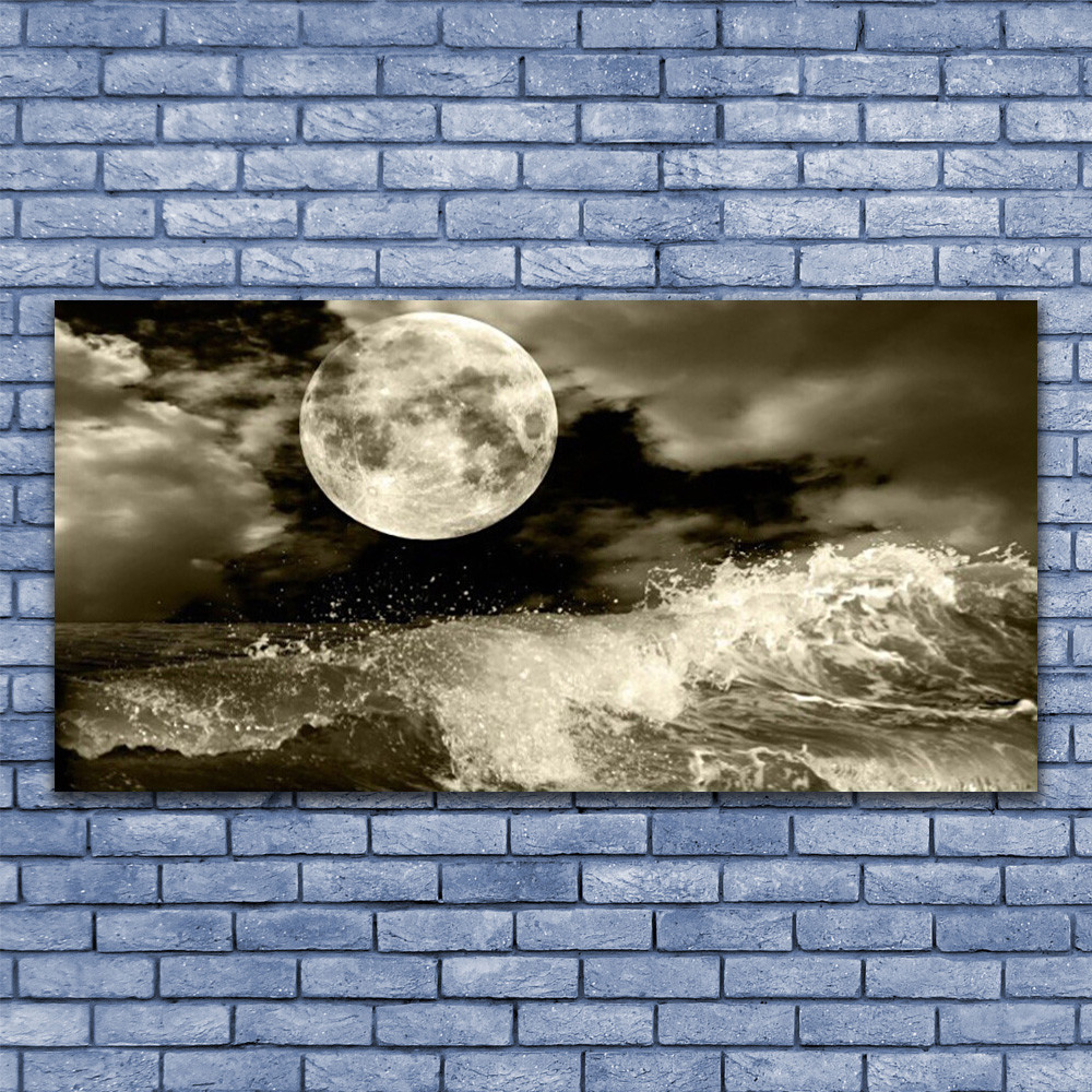 Tableau paysage nuit lune 140x70 habillez vos grands murs vides avec une toile relaxante