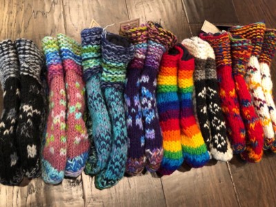 Hand Knitted Fair trade Wool Socks House Bed Slipper Warmer Fleece Boot Nepal SP