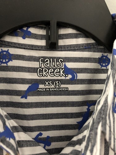 NWT! Boys Short-Sleeve button-up Striped Sailor Shirt Boys Sz XS 5 Blue Gray - Picture 5 of 11