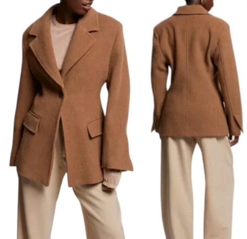 & Other Stories Savoir Manteco Wool Mohair Topstitch Blazer Jacket 4 Beige