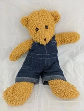 Bear Plush 15 Inch Curly Fur Denim Overalls Creative Kids Intl Stuffed Animal  