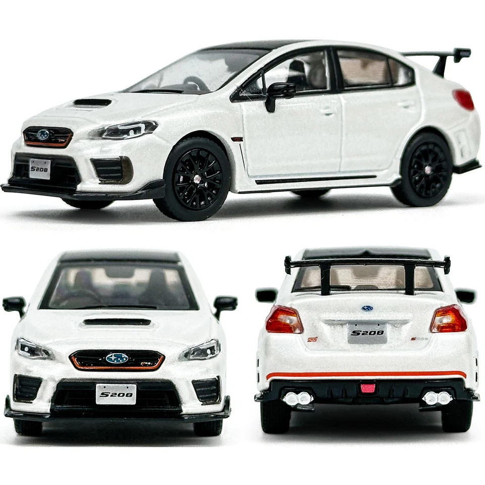 Modelo Diecast escala 1:64 JDM Subaru WRX STI S208 blanco coche miniatura juguete niños Foto 2 de 4