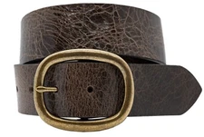 1.5" Men's Full Grain Buffalo Leather Belt, Brown, Center Bar Buckle, USA Made