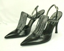 Vero Cuoio Womens Shoes Black Leather Crystal Size 35 Italy 760 4.5 136