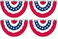  4 Pack 3x5 USA American America U.S. Bunting Fan Flag Banner Grommets 5x3