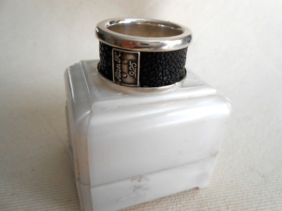 Alan K. Sterling Silver Sting Ray Leather Wide Band Ring   686806