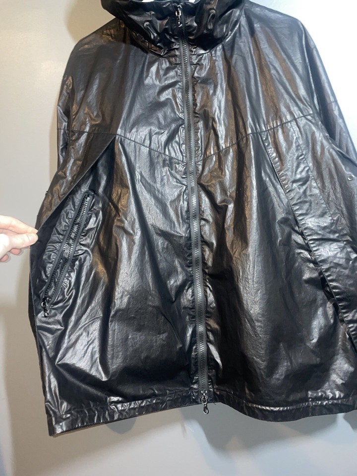 Rag & Bone Waxed Cotton Rain Jacket Parka Black Full Zip Hood Men’s