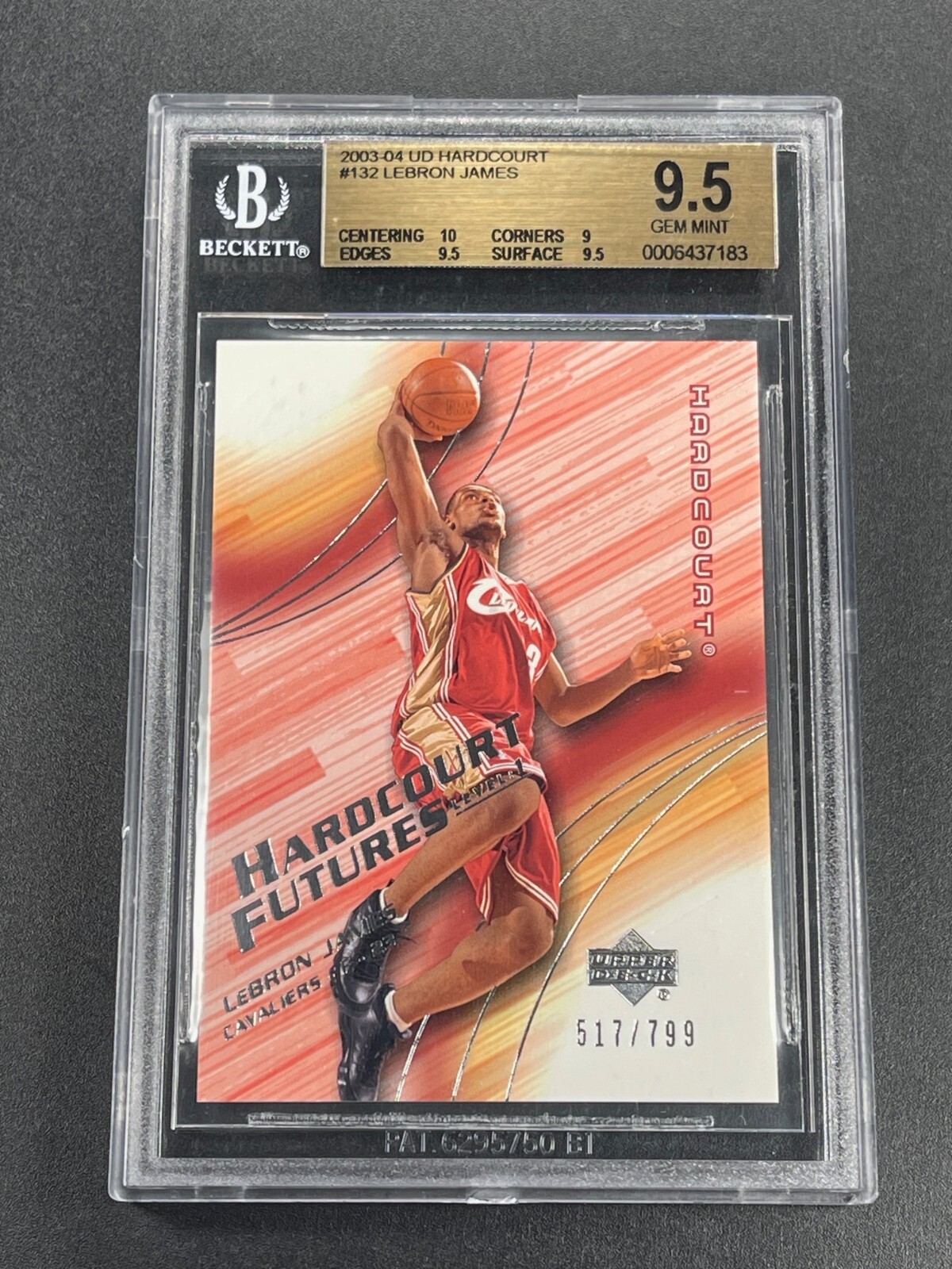 LEBRON JAMES 2003 UPPER DECK HARDCOURT #132 ROOKIE RC /799 BGS 9.5 10 GEM NBA