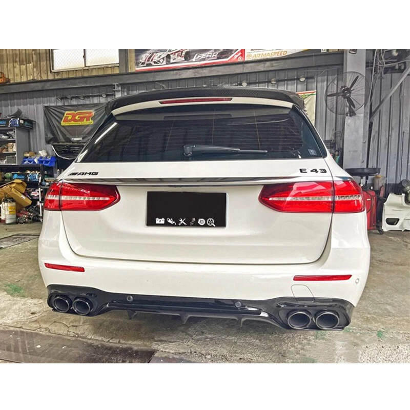 For Mercedes Benz S213 E400 E43 2016-20 Rear Bumper Diffuser W/ Exhaust Tips Foto 3 de 4