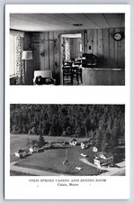 Postcard ME Cold Spring Cabins and Dining Room Calais Maine c1950 AX1