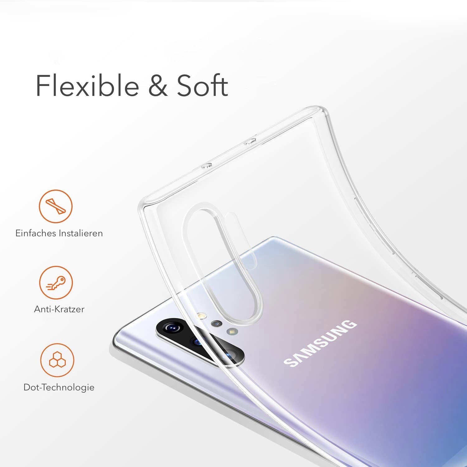Custodia per Samsung Galaxy Note 10 Plus Silicone Custodia Protettiva Slim Fit Trasparente foto 3