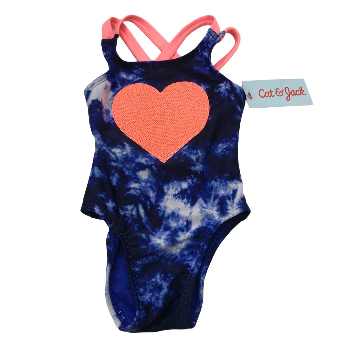 Cat And Jack Girl's Size 12 Month One Piece Swim Suit Blue Tie