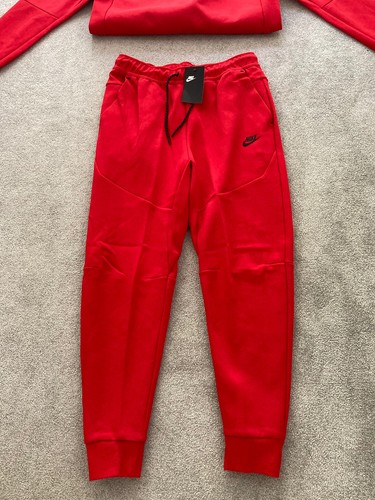 Mens NSW Nike Tech Fleece Taped RED Tracksuit SET Hoodie & Bottoms Ltd ...